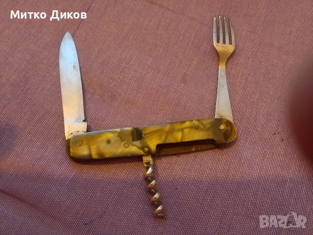 Буковец ножче джобно от соца #4 три части седеф с малко луфт, снимка 4 - Ножове - 54601466