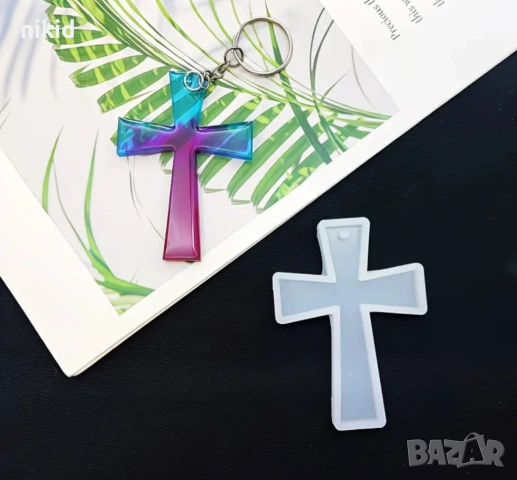 плосък кръст висулка силиконов молд форма смола декор 