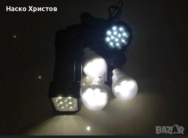 Соларна система 8в1 - лампи, челник,прожектор, USB зарядно и генератор, снимка 6 - Къмпинг осветление - 54547881