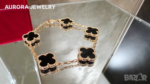 Van Cleef & Arpels VCA 5 Motifs Rose Gold Black Onyx Vintage Alhambra Дамска Гривна