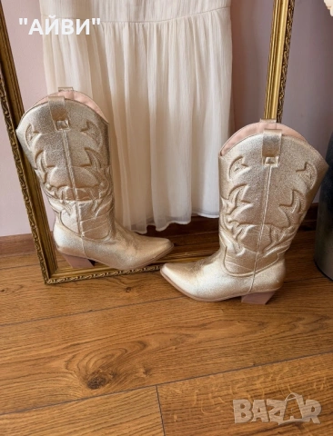 Дамски златни ботуши- вашето бужу за сезона, снимка 7 - Дамски ботуши - 54084852