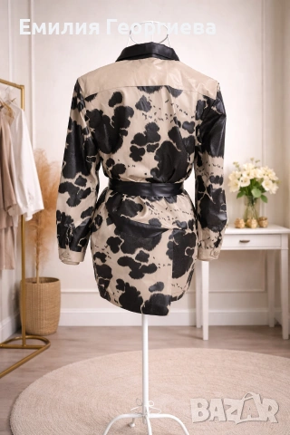 Дамски комплект от кожена риза и пола , снимка 5 - Якета - 54143227