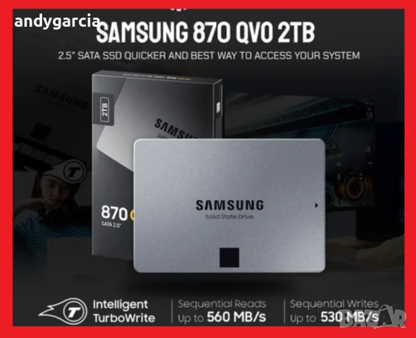  2TB Samsung 870 QVO 2000GB 2.5" SATA V-NAND Solid State Drive SSD Read/Write 560/530 MB/s диск disk