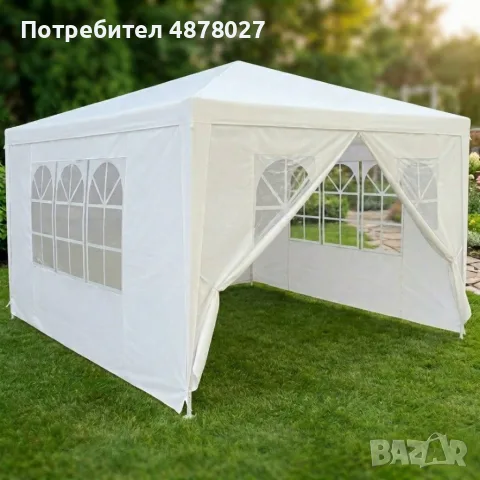 Градинска шатра 3x6 м водоустойчива - Парти палатка с 6 странични панела, прозорци и UV защита - тъм, снимка 5 - Градински мебели, декорация  - 55613661