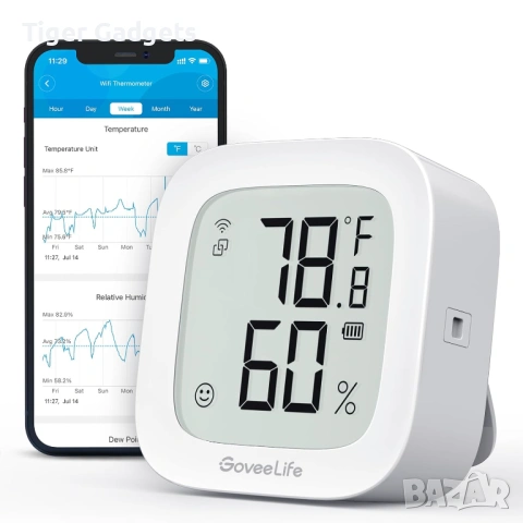 GoveeLife E-Ink WiFi Thermometer Hygrometer – смарт термометър и влагомер с WiFi и App известия
