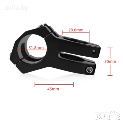 Къса лапа за кормило WAKE 31.8mm, Алуминий 6061, 45mm, 131g – Черна, за MTB, трекинг и градски 10269, снимка 8 - Аксесоари и консумативи - 54662122