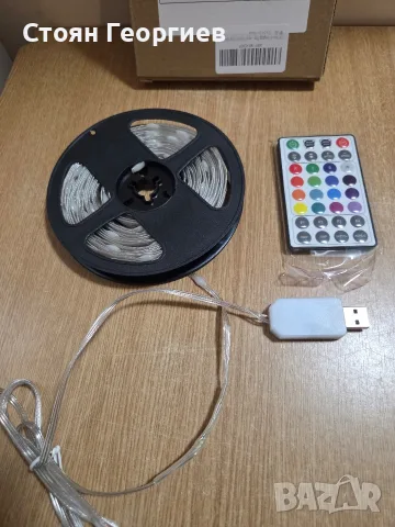 RGB LED лента 10 метра захранвана удобно през USB порт с дистанционно, снимка 2 - Лед осветление - 55647555
