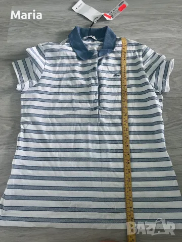 Lacoste Women’s Striped Polo Shirt Size 44 (XL) – New with Tags, снимка 4 - Тениски - 55304525