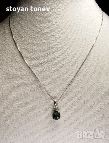Ръчно колие с естествен австралийски двуцветен Сапфир 1.22ct VVS с верижка и Сертификат, снимка 3 - Колиета, медальони, синджири - 55229054
