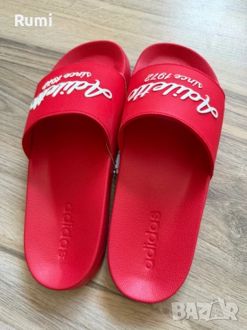 Чисто нови оригинални червени чехли adidas adilette ! 41,42,43,46 н, снимка 4 - Мъжки чехли - 54724574
