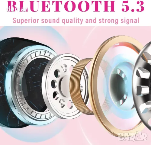 ANCwear Смарт безжични Bluetooth слушалки с калъф розова чанта, 22 часа батерия, снимка 3 - Bluetooth слушалки - 55672457