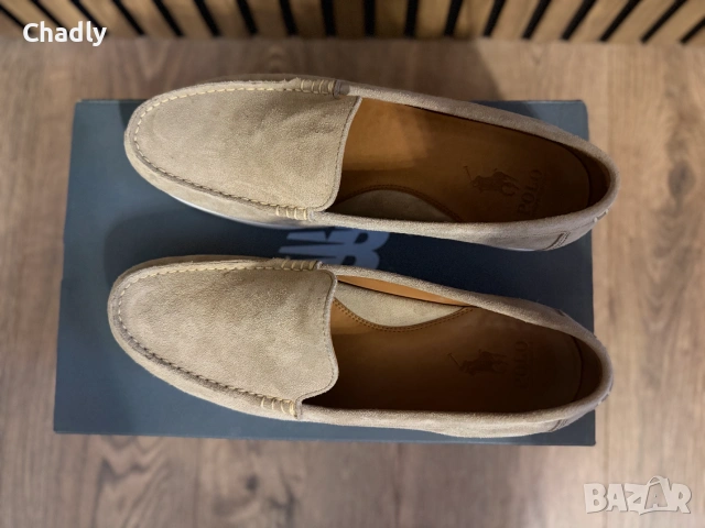Велурени мокасини Ralph Lauren – Бежови – Размер 45, снимка 5 - Мокасини - 55236434