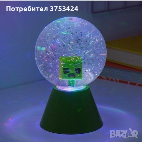 Лампа Paladone Games: Minecraft - Creeper (LED Glitter Ball), снимка 2 - Детски нощни лампи - 54148391