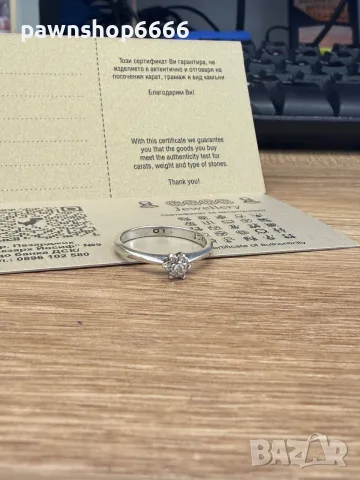 Пръстен 9К бяло злато 375 с 7 естествени брилянта 0.10 ct, 1.93 г,, снимка 11 - Пръстени - 55433061