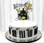 Барабанист музика музикален ноти Happy Birthday картонен брокатен топер за торта декор украса рожден, снимка 2