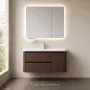 Луксозен шкаф за баня от масивно дърво 2801 (Walnut Balance) със заоблен дизайн и смарт огледало, снимка 8