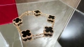 Van Cleef & Arpels VCA 5 Motifs Rose Gold Black Onyx Vintage Alhambra Дамска Гривна, снимка 1