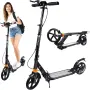 JX FITNESS Тротинетка за възрастни с регулируема височина на 3 нива, сгъваема, с двойни спирачки, снимка 1