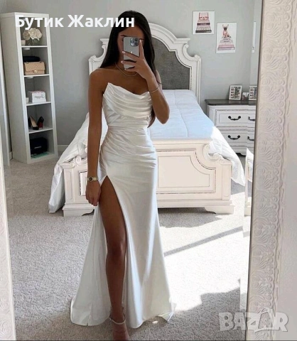 Дамска елегантна, сатенена рокля , снимка 4 - Рокли - 54153535