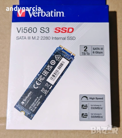 1TB Verbatim Vi560, SATA (6GB/s), размер M.2 (2280), скорост четене 520MB/s, скорост запис 480MB/s, снимка 9 - Твърди дискове - 54980266