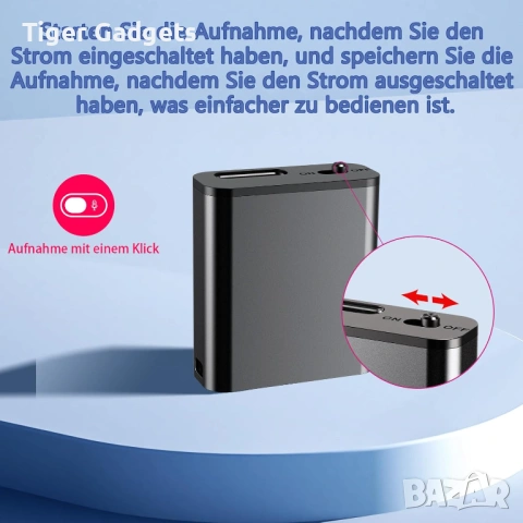 Мини диктофон STTWUNAKE 16GB с магнит, гласова активация и шумопотискане, снимка 5 - Други - 54930796