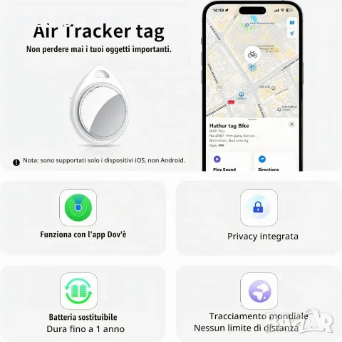QCOQ® Air Tags Локатор с 4 броя, Bluetooth Smart Tracker, съвместим с приложението Apple Where is , снимка 4 - Аксесоари за Apple - 55604043