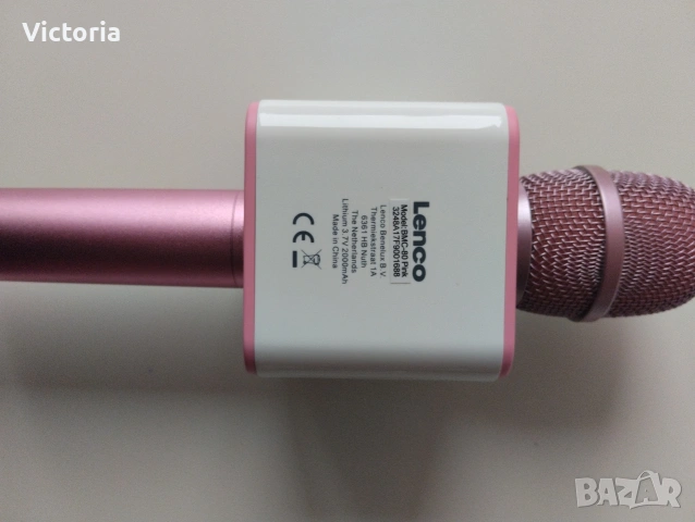 Безжичен караоке микрофон Lenco BMC-80 Pink – Bluetooth, вградени говорители, снимка 5 - Музикални играчки - 54546919