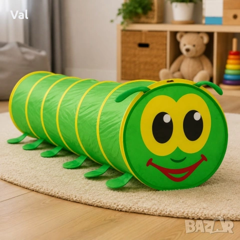 Детски тунел Гъсеница 178x48 см – Сгъваема палатка за пълзене и игра , снимка 2 - Други - 54783835