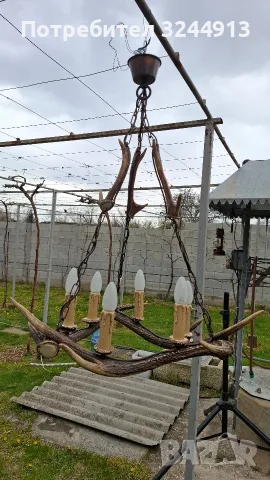 Красив ръчно изработен полилей от еленски рога, снимка 7 - Полилеи - 55320646