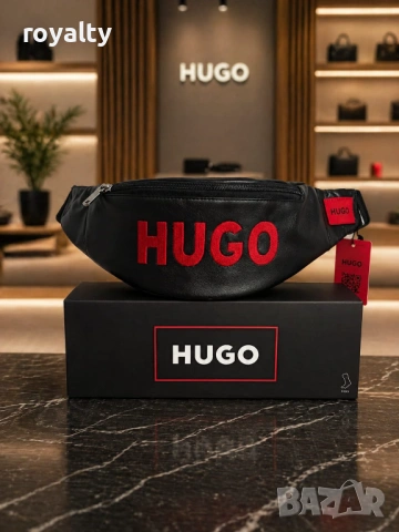 Hugo Boss Нова Мъжка Кожена Чанта Банан Хюго Бос 