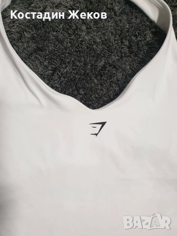  Нов дамски оригинален бял кроп топ Gymshark Halter Neck Cami with Shelf , снимка 8 - Корсети, бюстиета, топове - 54527232