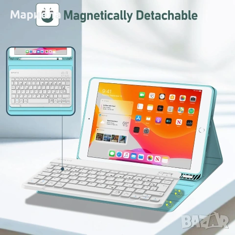 Калъф с клавиатура Fintie за iPad 10.2 инча 8-мо и 7-мо поколение, снимка 2 - Друга електроника - 55201942