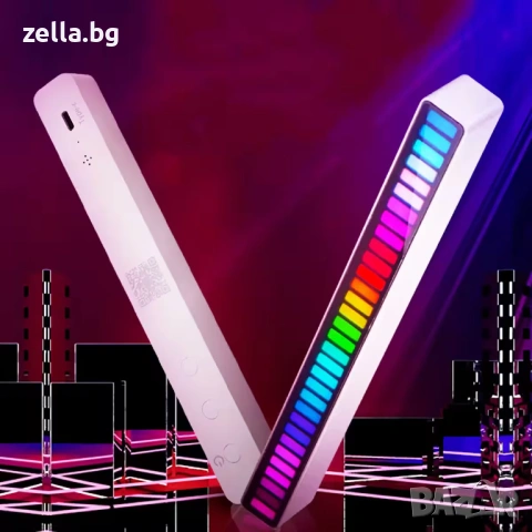 RGB LED лента с аудио активация, 32 LED диода, USB-C | Музикален VU метър за гейминг 10257, снимка 13 - Нумизматика и бонистика - 54661893