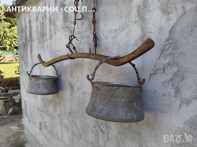 Комплект Стари Ковани Медни Менци + Автентична Кобилица. / 2х10 Литра. / НОМЕР 1670.