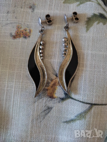 Масивни сребърни обеци с емайл