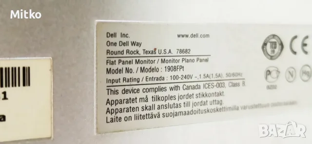 Монитор Dell 19'' 1908FPt , снимка 6 - Монитори - 55308033