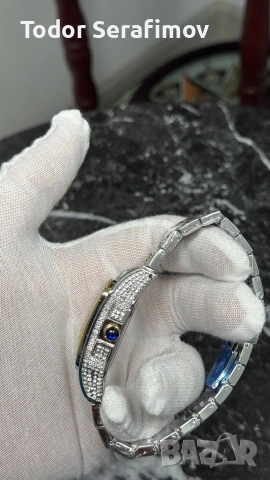 Мъжки часовник Cartier Santos Skeleton Iced Out Two-Tone, снимка 3 - Луксозни - 55266685