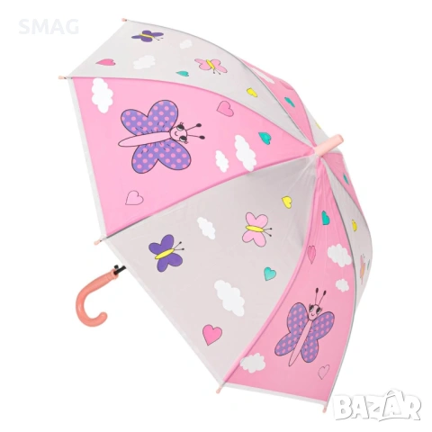 Детски автоматичен чадър розов пеперуди 65 см_1186102