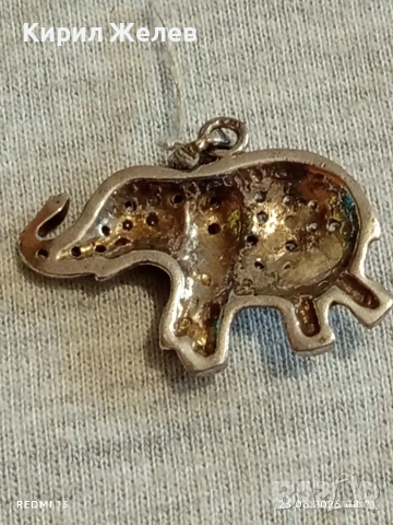 Сребърен медальон с формата на слон 🐘 и кристали амулет за здраве 14154, снимка 9 - Колиета, медальони, синджири - 55005804