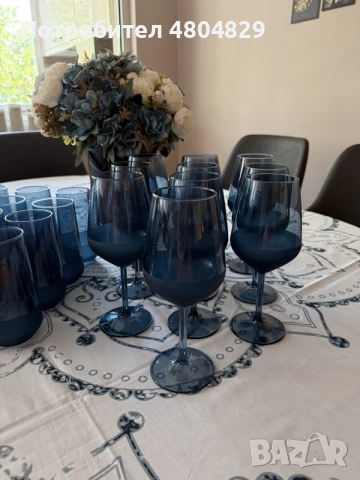 Стъклени чаши за вино 490 мл, 10броя, Matte Blue, 10броя за вода/безалкохолно, снимка 8 - Чаши - 55604761