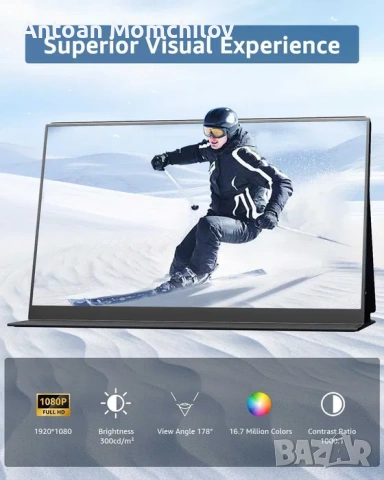 Преносим монитор Yodoit PTM15 15.6 FHD USB-C HDMI, снимка 5 - Монитори - 54827782