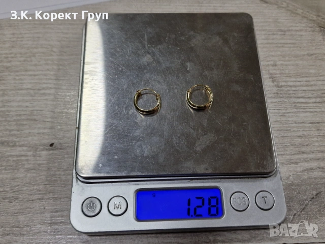 Златни обеци 14К 585 / 1,28 гр., снимка 5 - Обеци - 54129933