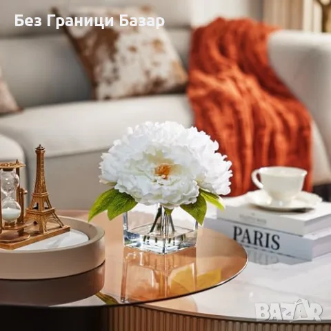 Нова Изкуствена бяла хортензия във ваза VeriNatural, реалистичен букет 26 см, снимка 4 - Декорация за дома - 55533124