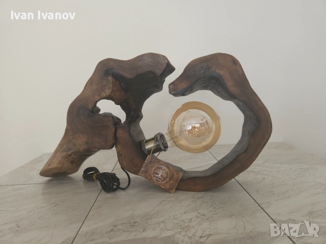 Уникална ръчно изработена лампа от дърво, снимка 7 - Декорация за дома - 54863582