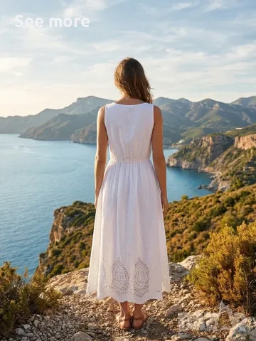 Massimo Dutti рокля 100% памук с бродерия!, снимка 2 - Рокли - 55606962