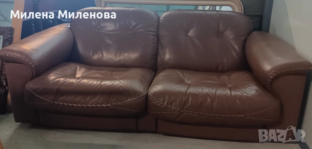 Диван двойка естествена кожа , снимка 4 - Дивани и мека мебел - 55180030