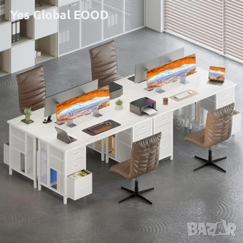 Бюро Coleshome 160см с 6 чекмеджета и USB, снимка 4 - Маси - 54532814