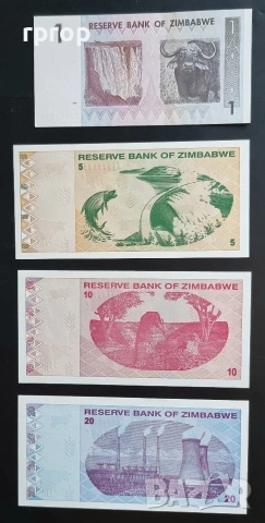 Зимбабве. 1,5 10 и 20 долара. 2007 -2009 година . UNC. 4 бройки., снимка 2 - Нумизматика и бонистика - 50479853