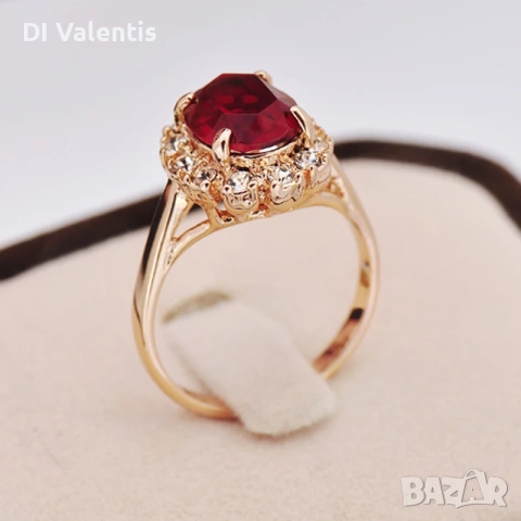 💍 24K Златно Покритие ✨️Дамски Пръстени 💍с Циркон💎 – Зелен, Син, Червен | Лимитирана Серия ⚜️✨️, снимка 10 - Пръстени - 54512901