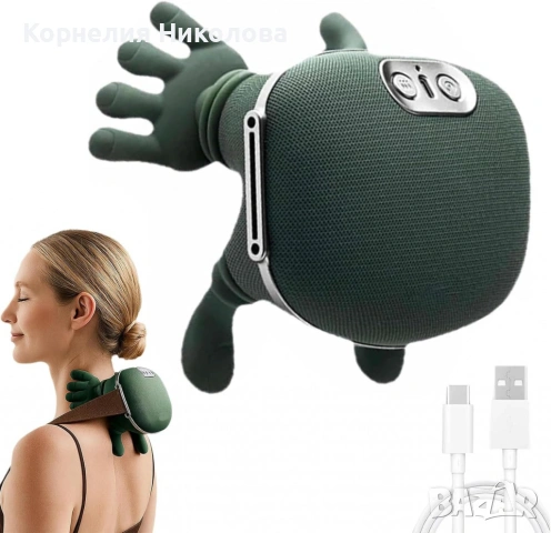 Масажор за врат и рамене с топлина, USB зареждане - 4D масаж, снимка 8 - Масажори - 54213755